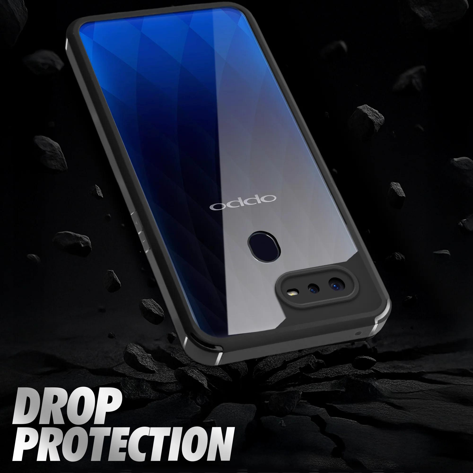 Silicone Frame Transparent Hard Back Cover for Oppo F9 - Image 6