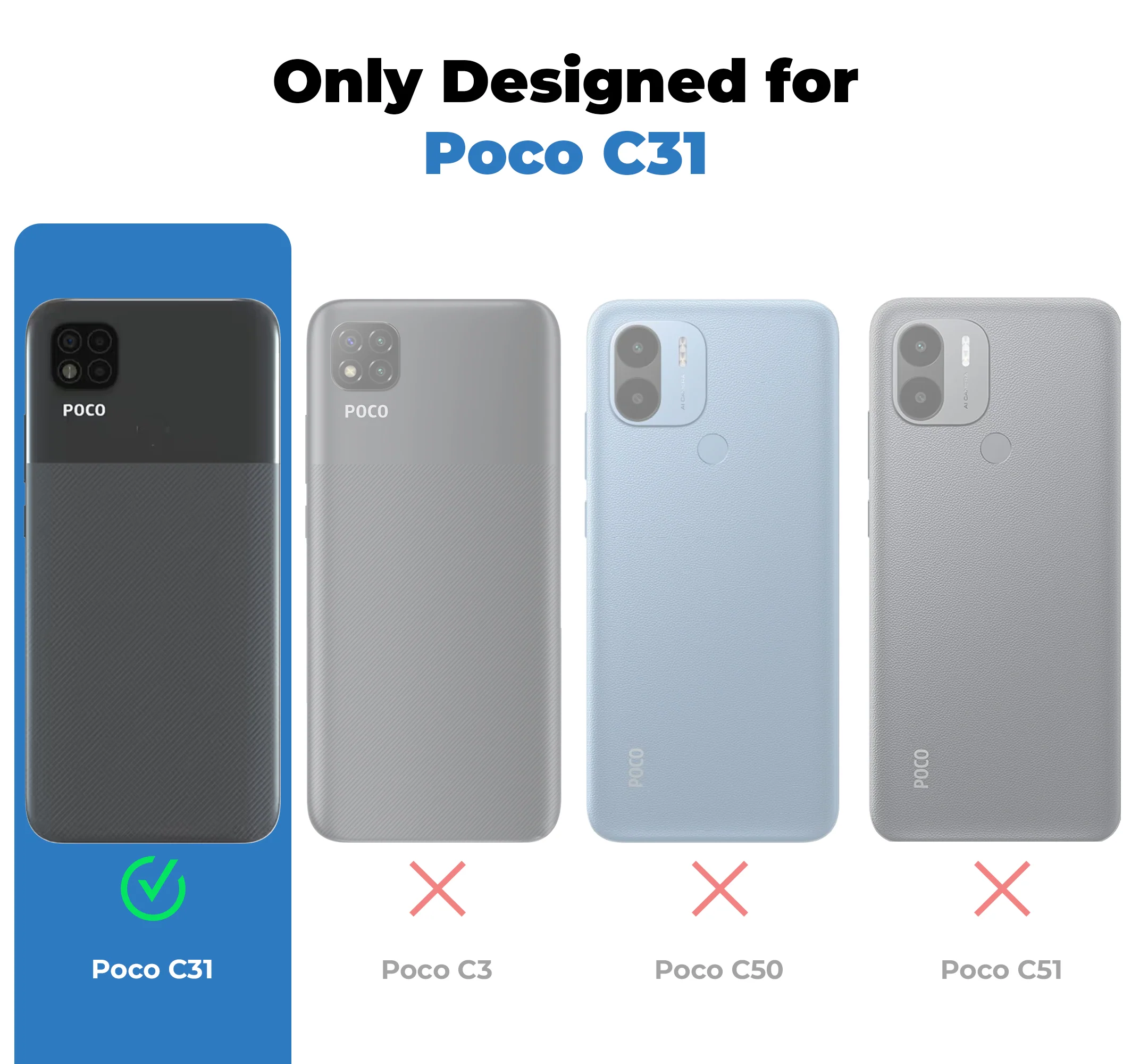 Silicone Frame Transparent Hard Back Cover for Poco C31 - Image 2