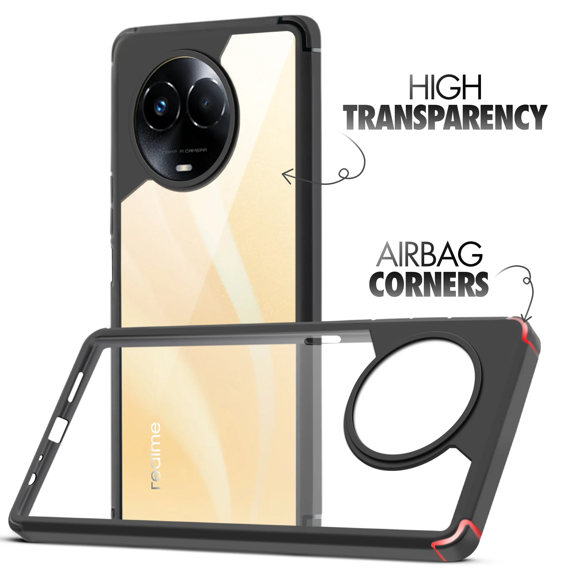 Silicone Frame Transparent Hard Back Cover for Realme 11 5G - Image 3