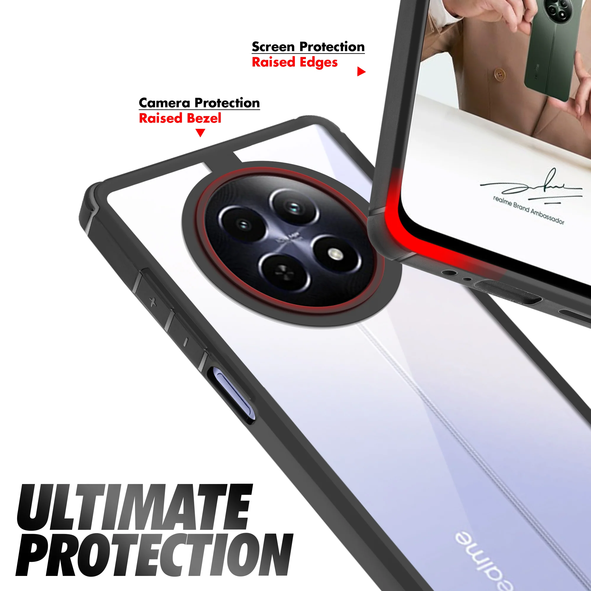 Silicone Frame Transparent Hard Back Cover for Realme 12 5G - Image 5