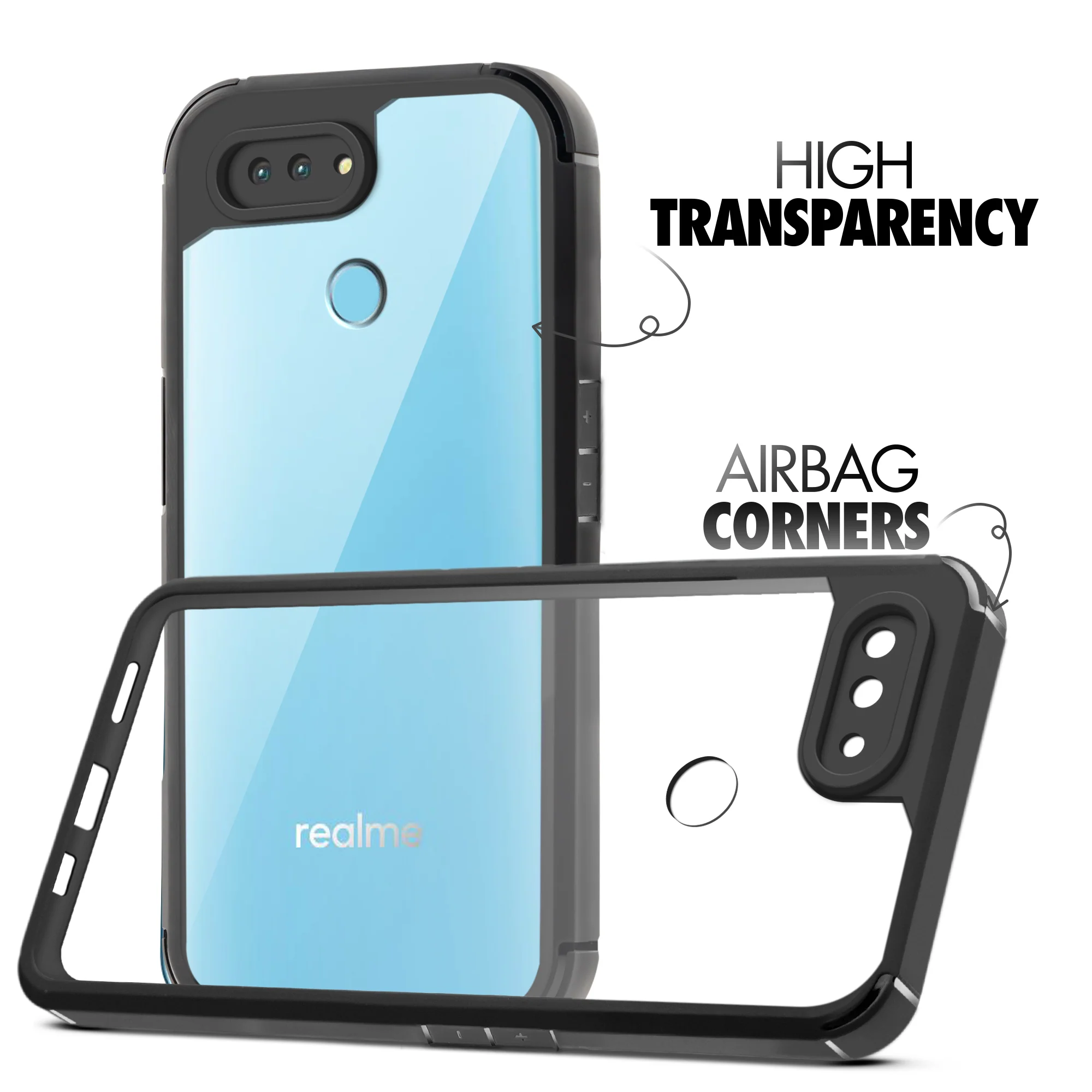 Silicone Frame Transparent Hard Back Cover for Realme 2 pro - Image 3