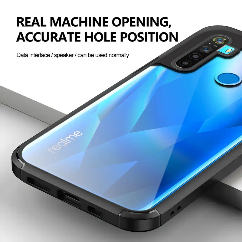 Silicone Frame Transparent Hard Back Cover for Realme 5 - Image 3