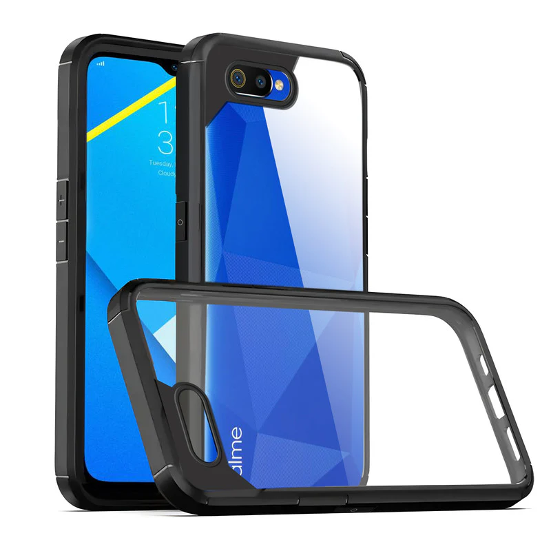 Silicone Frame Transparent Hard Back Cover for Realme C2 - Image 2