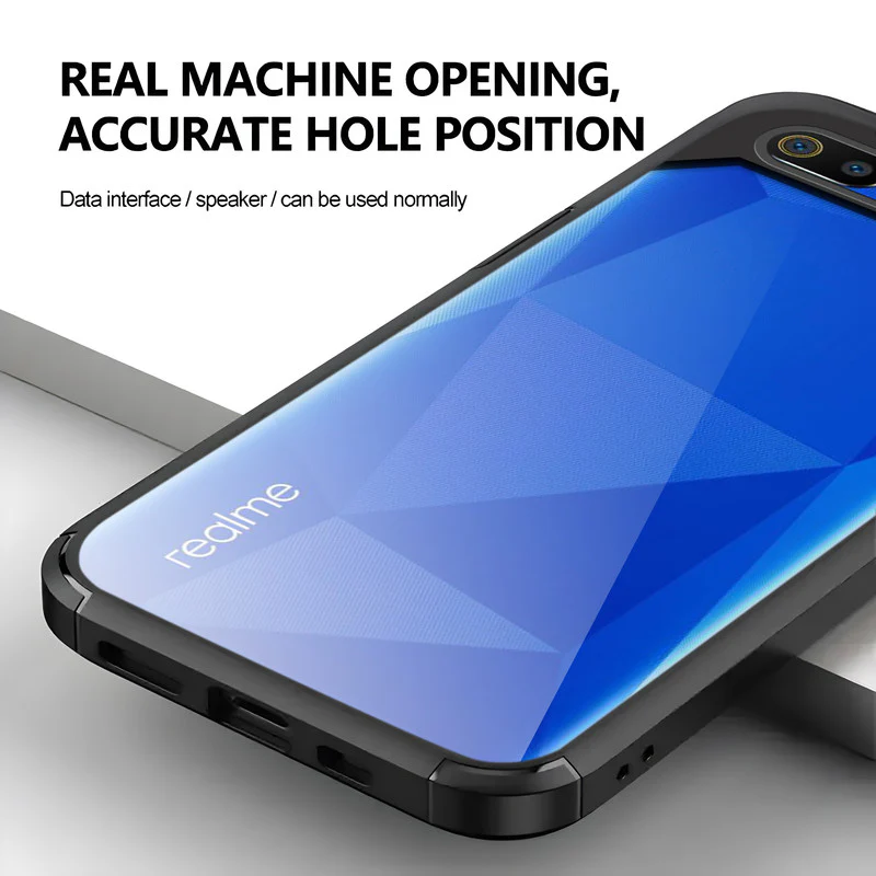 Silicone Frame Transparent Hard Back Cover for Realme C2 - Image 4