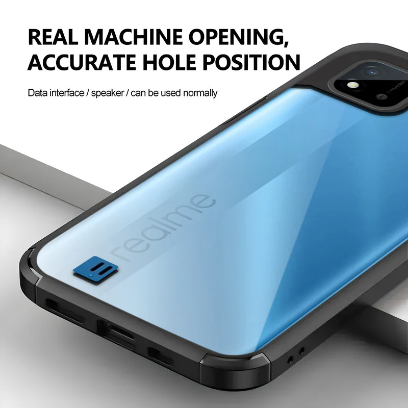Silicone Frame Transparent Hard Back Cover for Realme C20 - Image 3