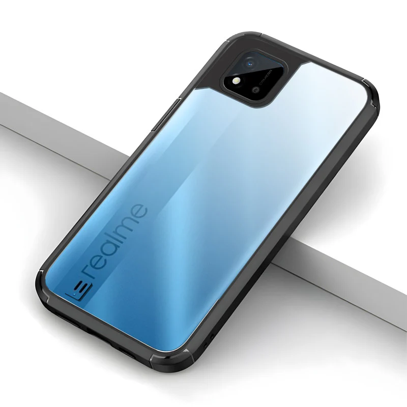 Silicone Frame Transparent Hard Back Cover for Realme C20 - Image 5