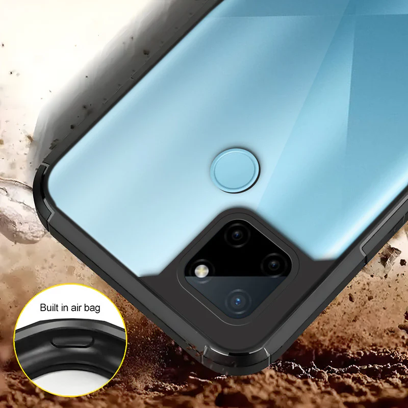 Silicone Frame Transparent Hard Back Cover for Realme C21Y - Image 4