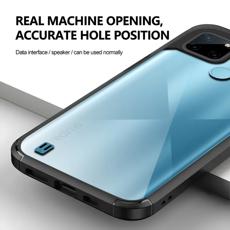 Silicone Frame Transparent Hard Back Cover for Realme C25Y - Image 3