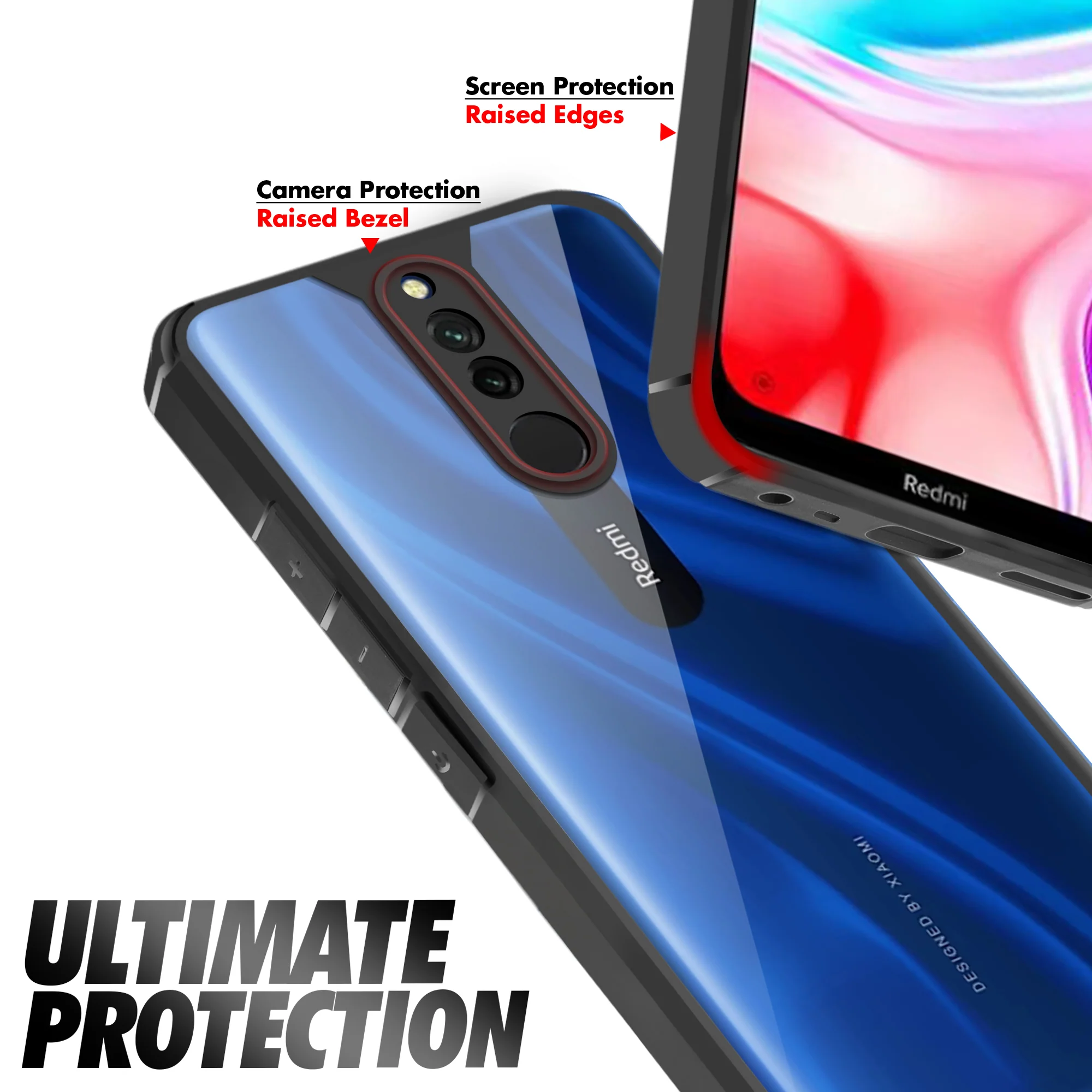 Silicone Frame Transparent Hard Back Cover for Redmi 8 - Image 5