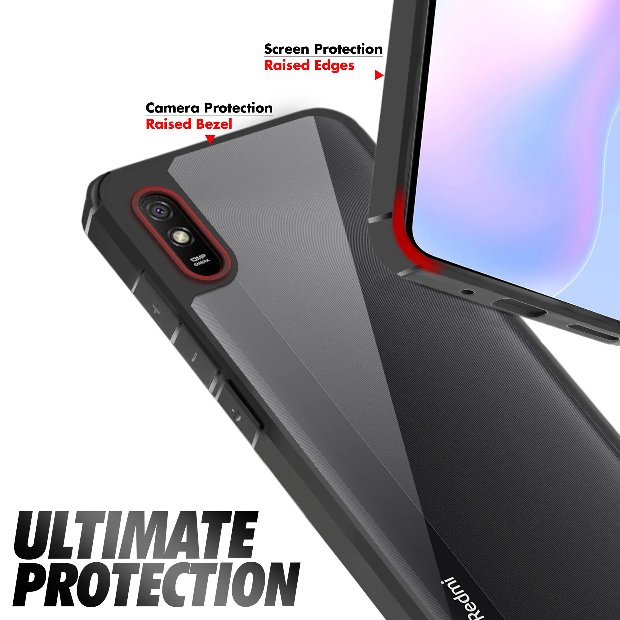 Silicone Frame Transparent Hard Back Cover for Redmi 9i - Image 4