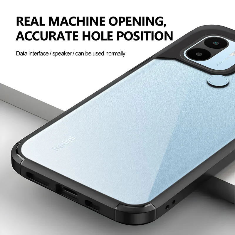 Silicone Frame Transparent Hard Back Cover for Redmi A1 Plus - Image 3
