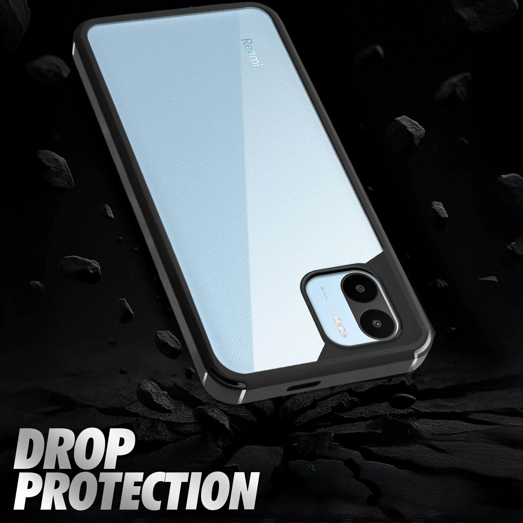Silicone Frame Transparent Hard Back Cover for Redmi A2 2023 - Image 6