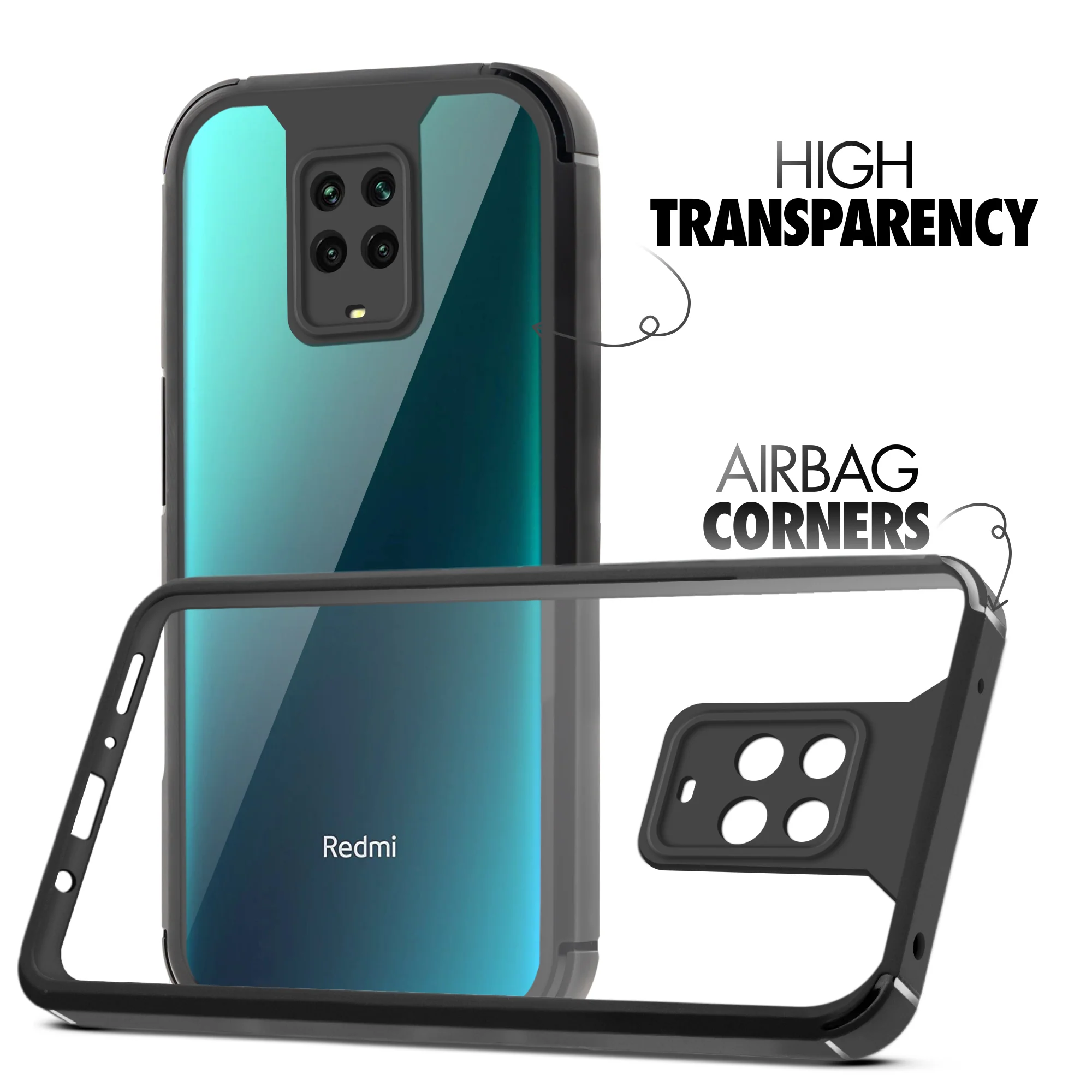Silicone Frame Transparent Hard Back Cover for Redmi Note 10 Lite - Image 3