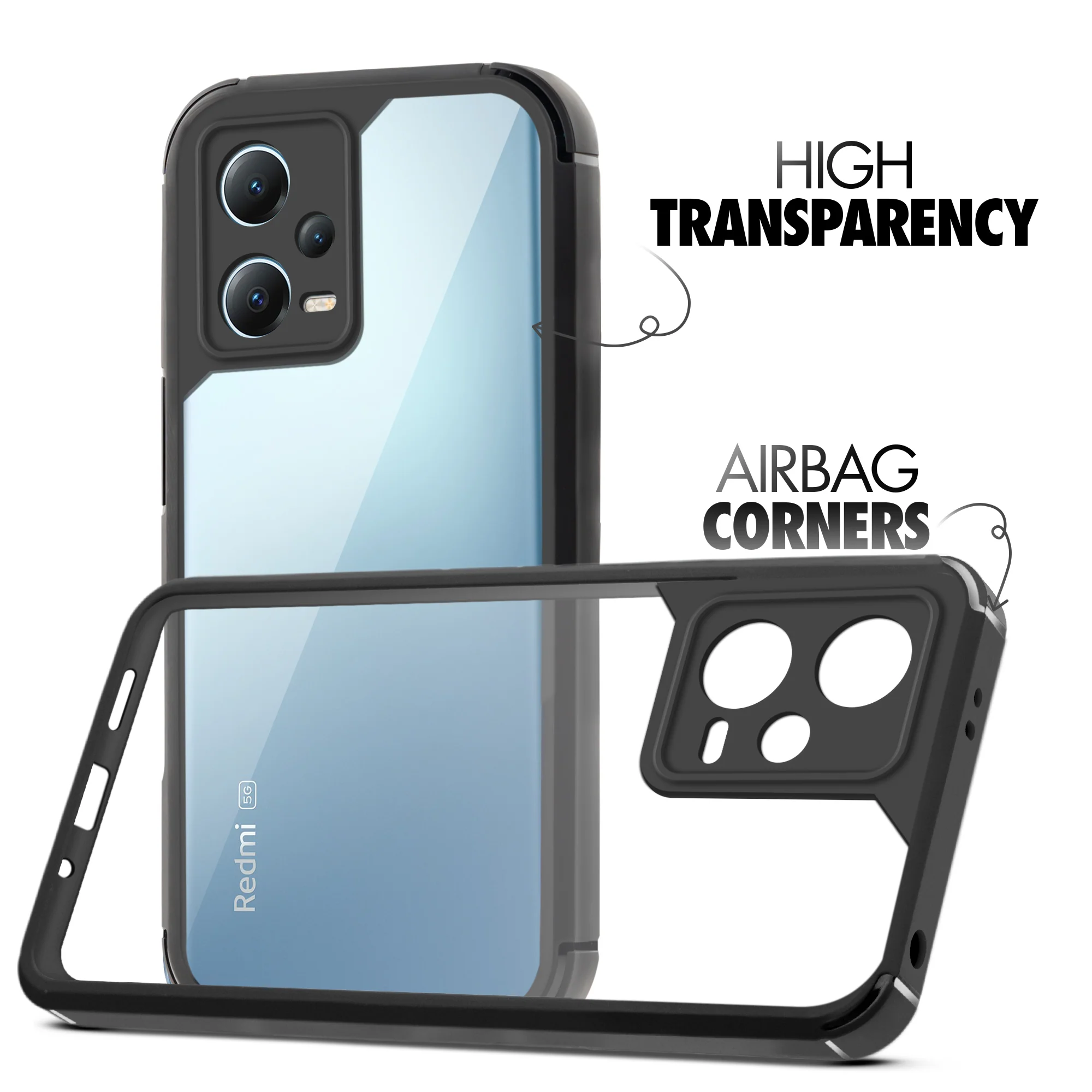 Silicone Frame Transparent Hard Back Cover for Redmi Note 12 5G - Image 3