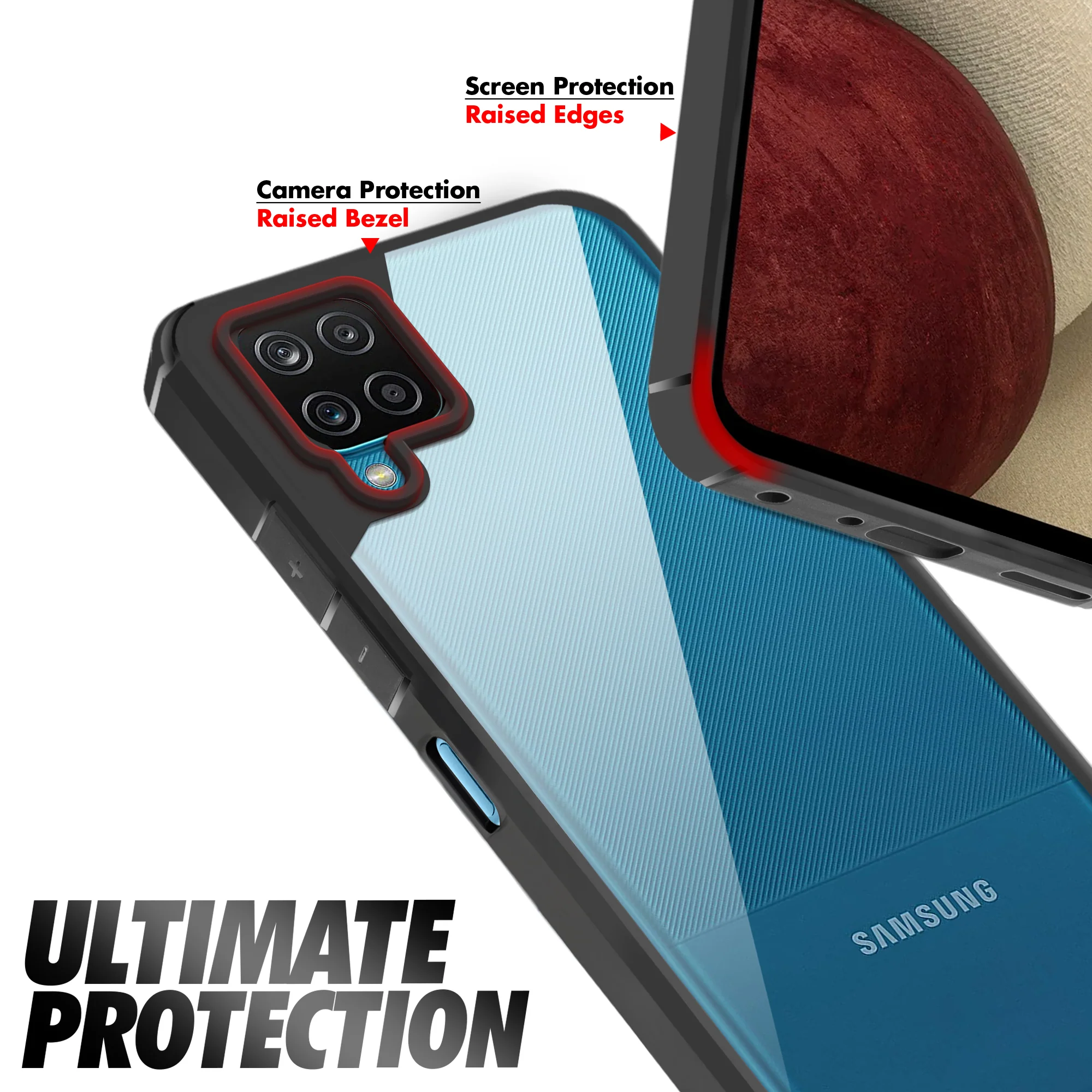 Silicone Border Transparent Back Cover for Samsung A12 - Image 4