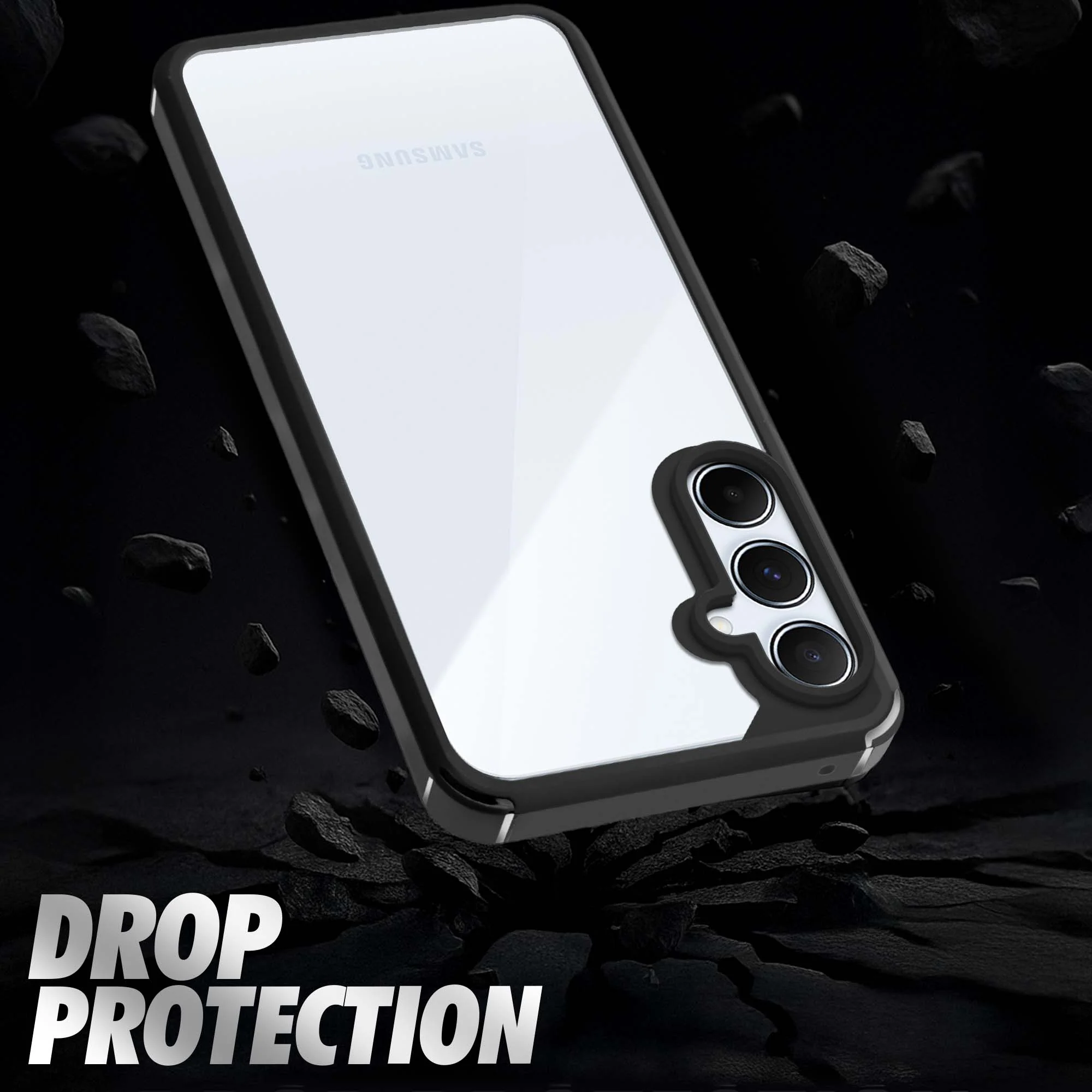 Silicone Frame Transparent Hard Back Cover for Samsung A55 5G - Image 3