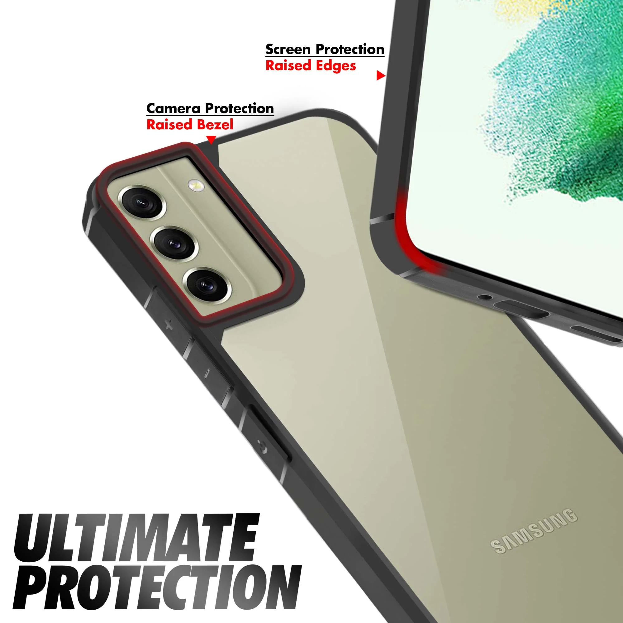 Silicone Frame Transparent Hard Back Cover for Samsung S21 FE 5G - Image 3