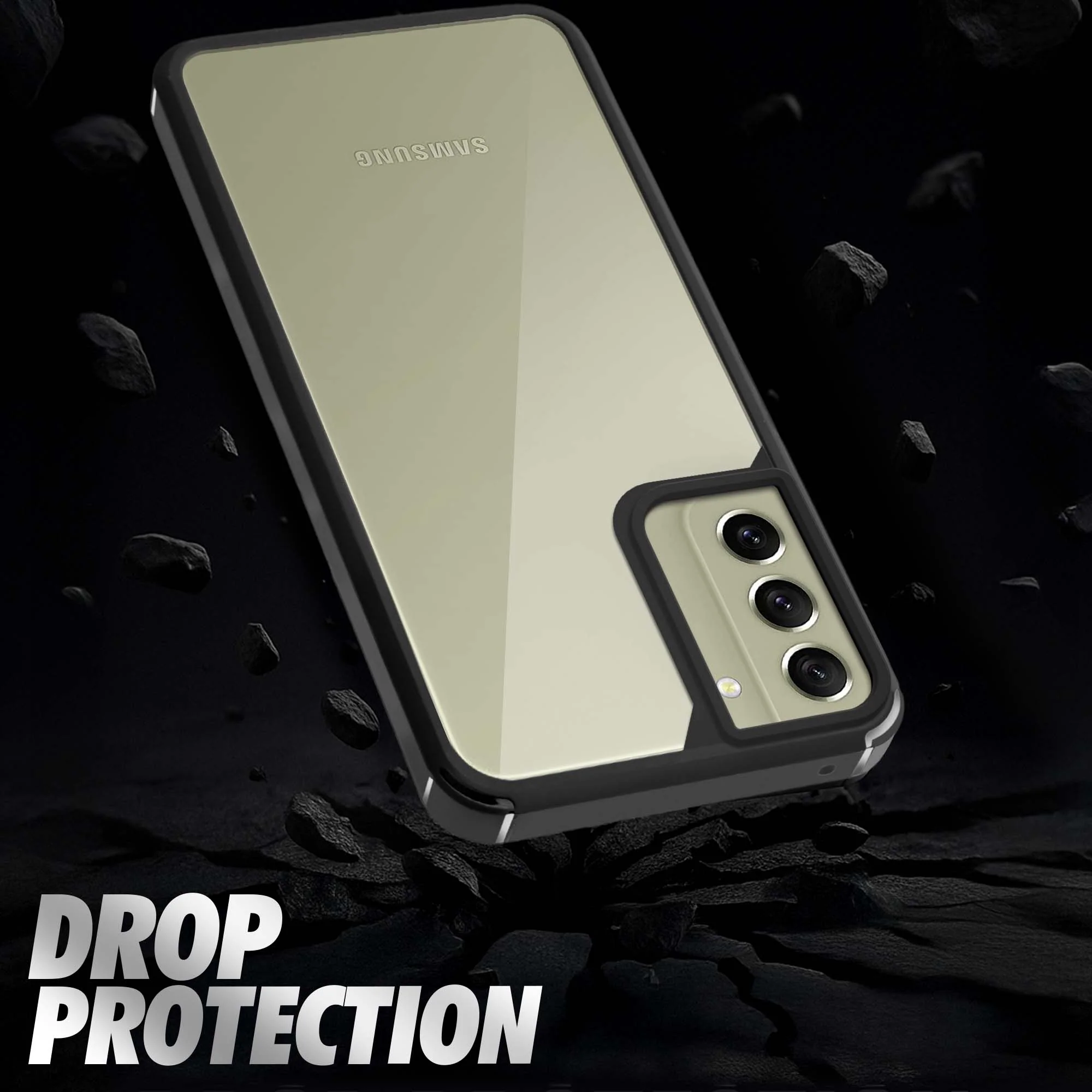 Silicone Frame Transparent Hard Back Cover for Samsung S21 FE 5G - Image 4