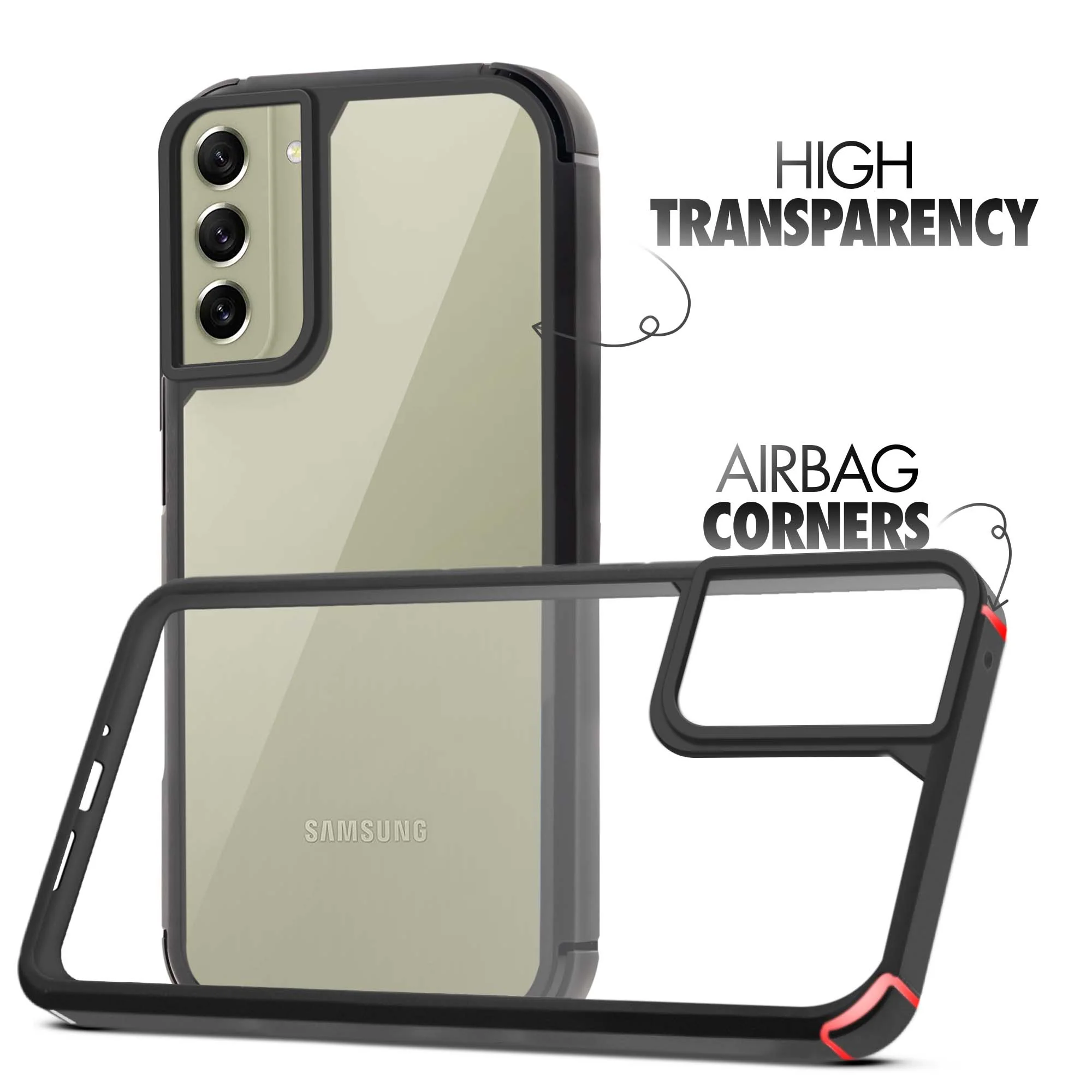 Silicone Frame Transparent Hard Back Cover for Samsung S21 FE 5G - Image 5