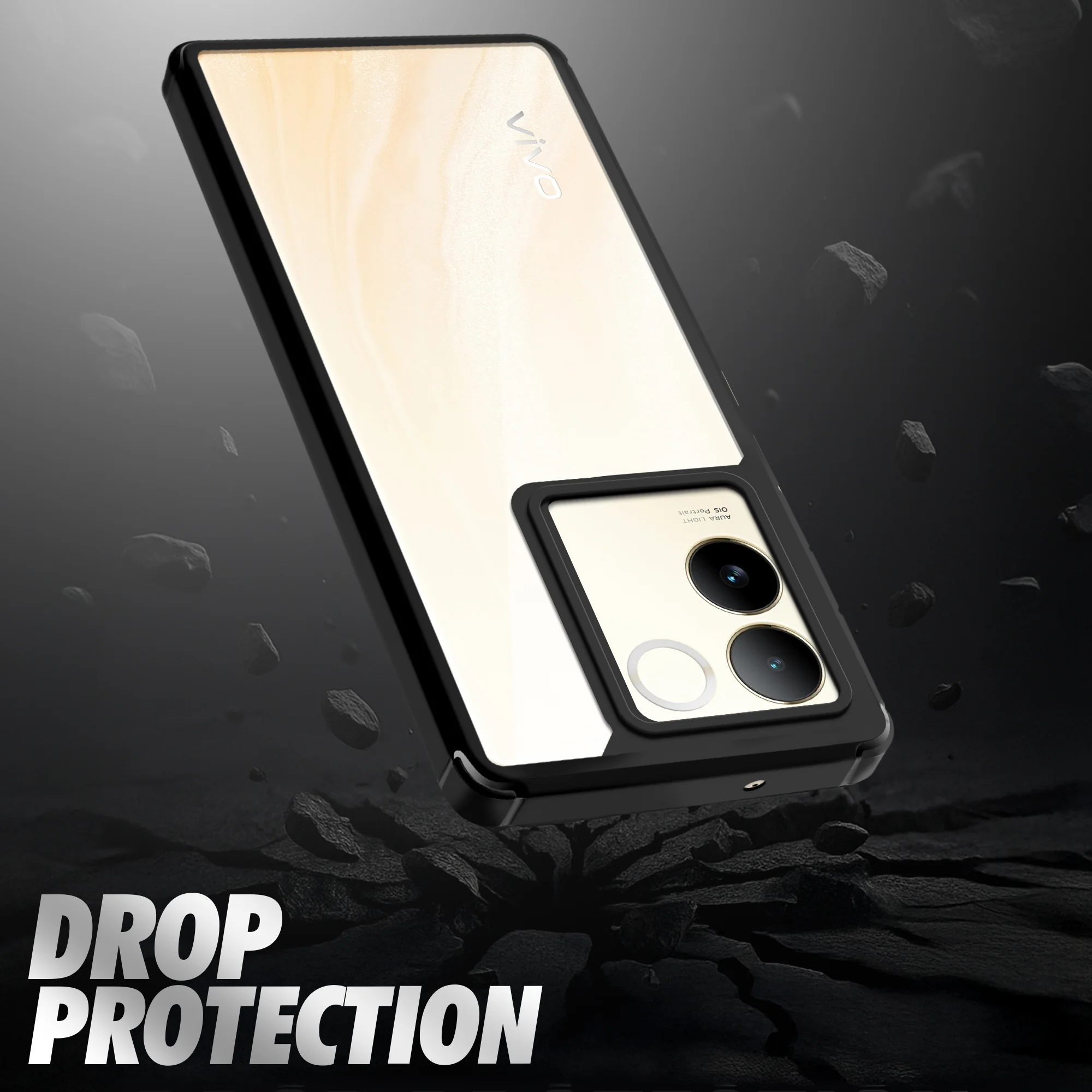 Silicone Frame Transparent Hard Back Cover for Vivo T2 Pro 5G - Image 5