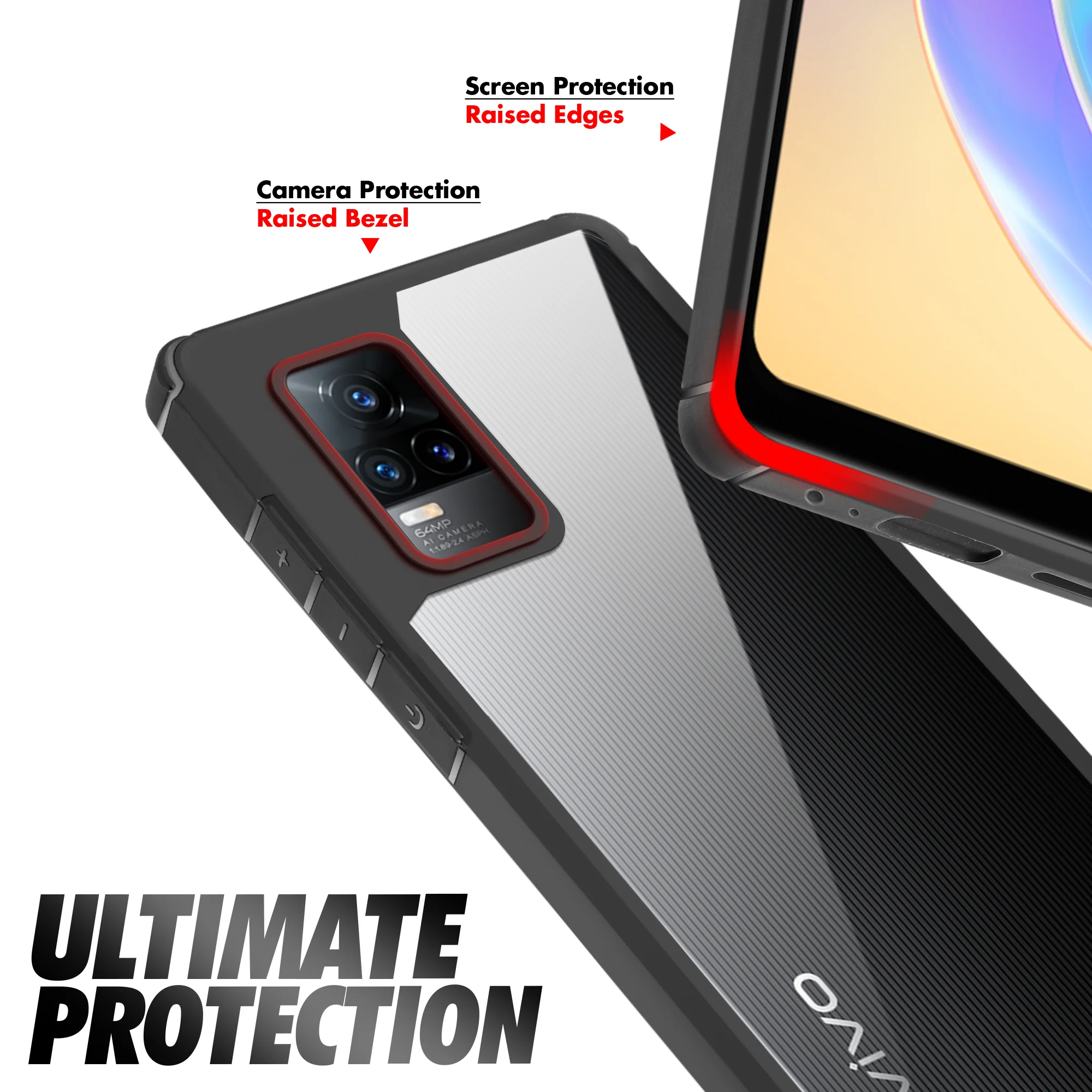 Silicone Frame Transparent Hard Back Cover for Vivo V21e 4G - Image 4