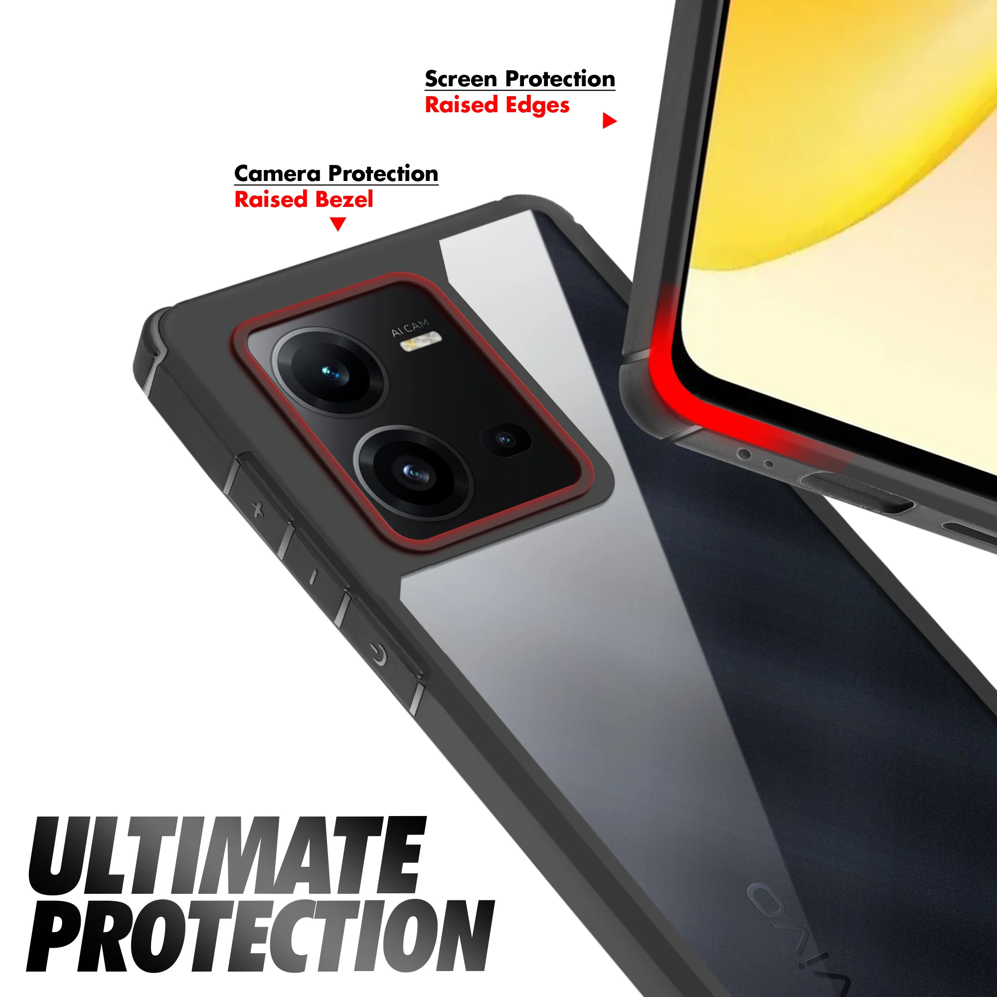 Silicone Frame Transparent Hard Back Cover for Vivo V25E 5G - Image 2