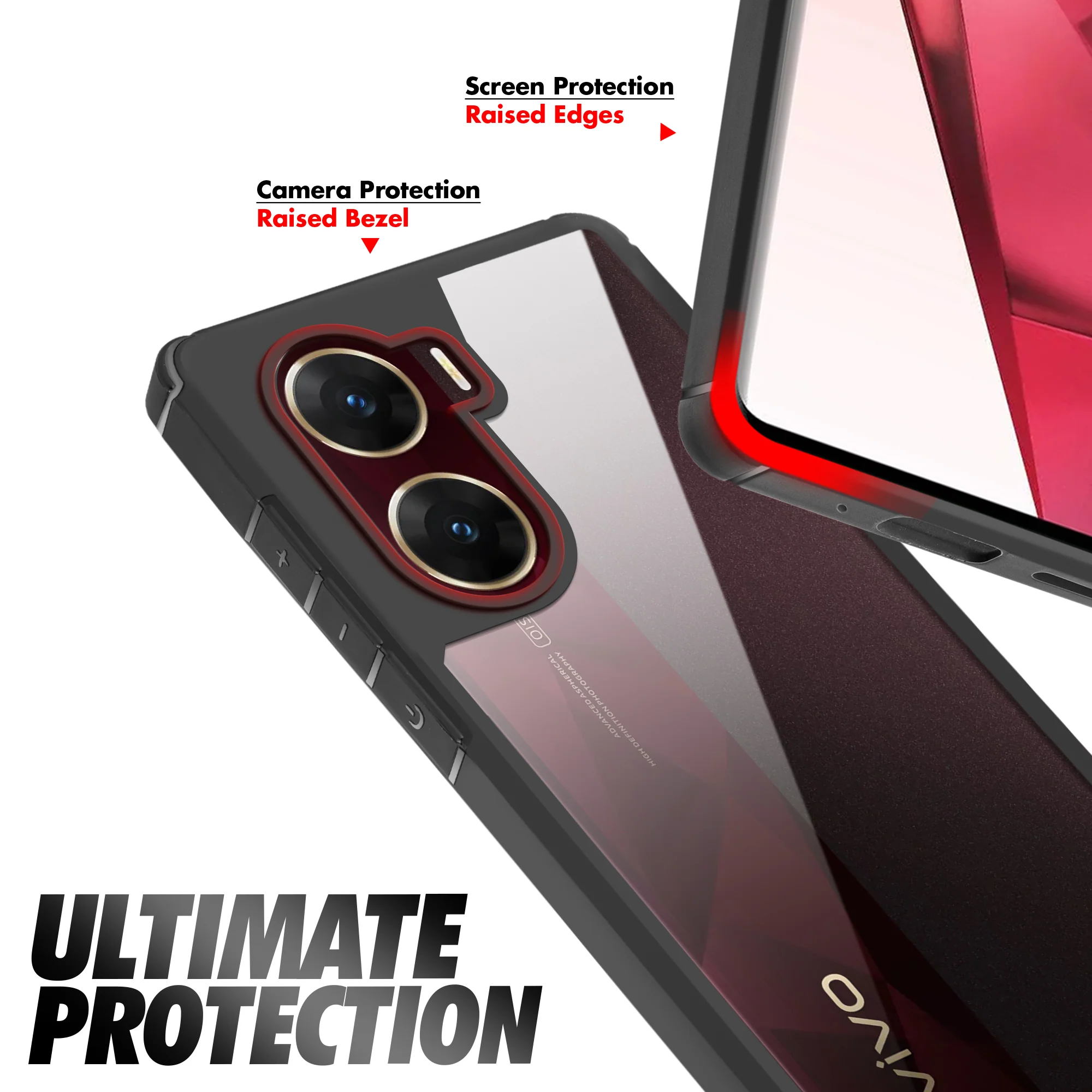 Silicone Frame Transparent Hard Back Cover for Vivo V29e 5G - Image 5