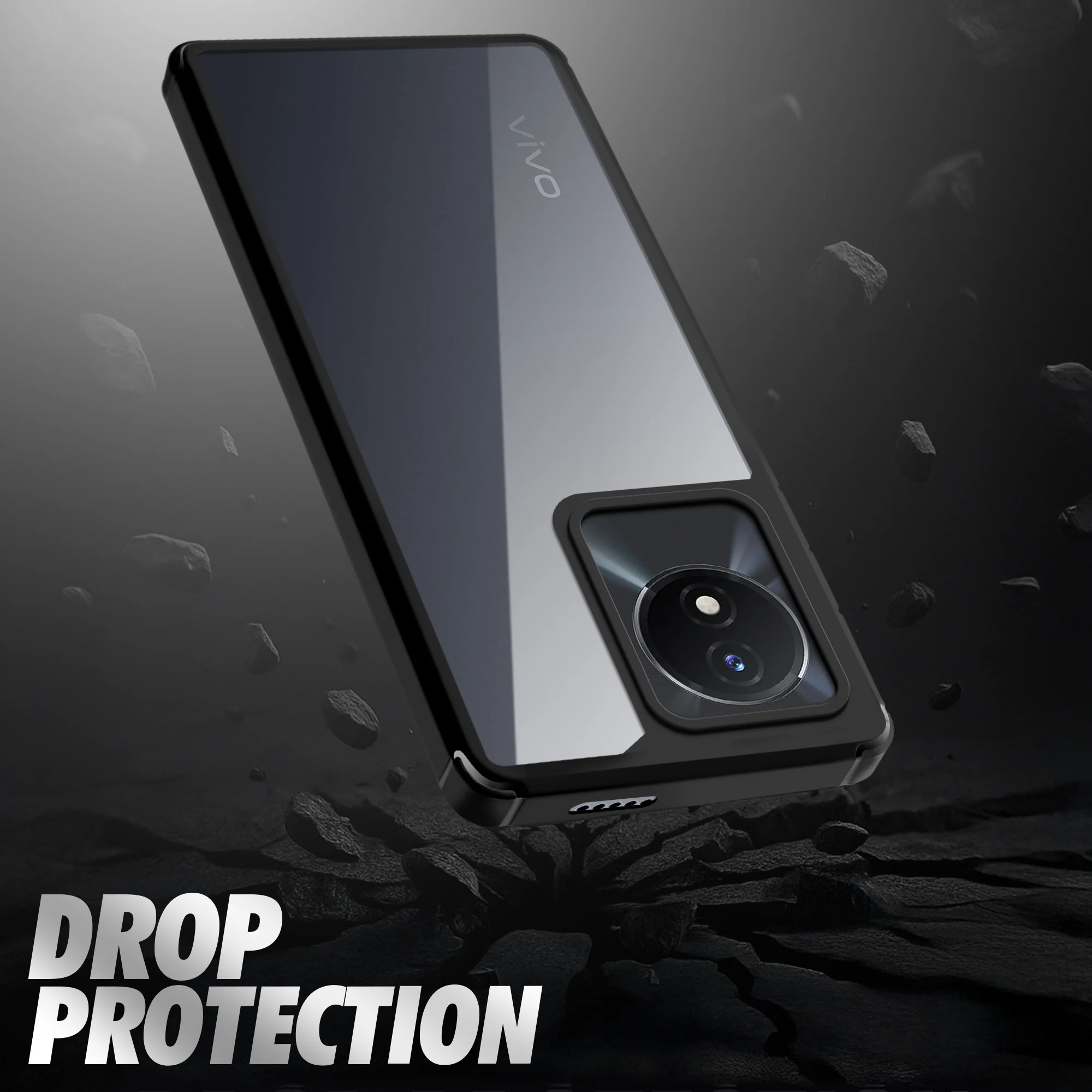 Silicone Frame Transparent Hard Back Cover for Vivo Y02T - Image 4