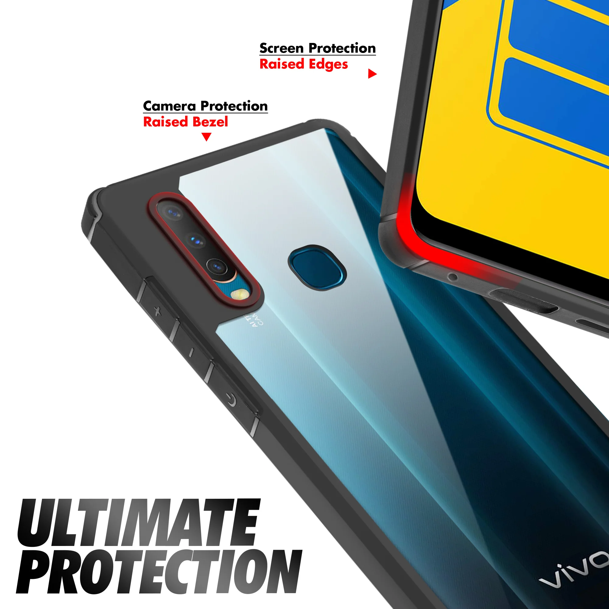 Silicone Frame Transparent Hard Back Cover for Vivo Y15 - Image 3