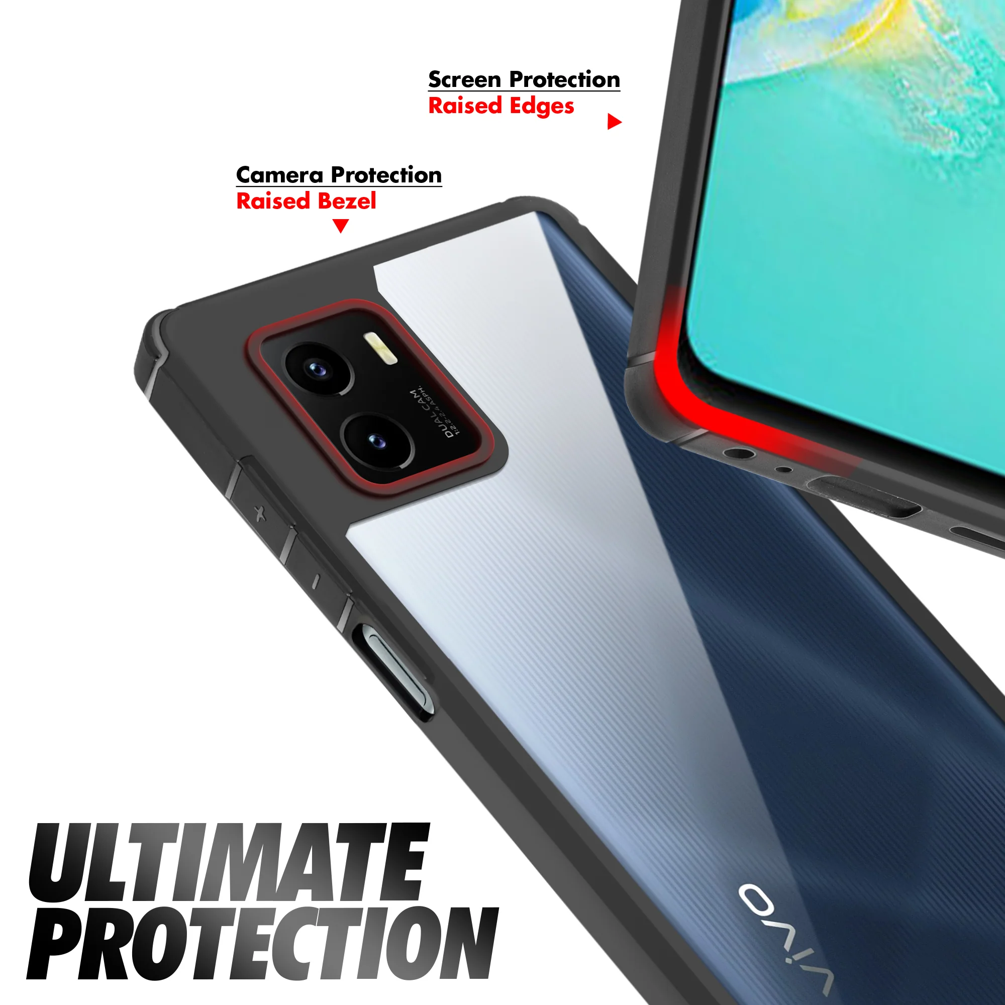 Silicone Frame Transparent Hard Back Cover for Vivo Y15S - Image 4