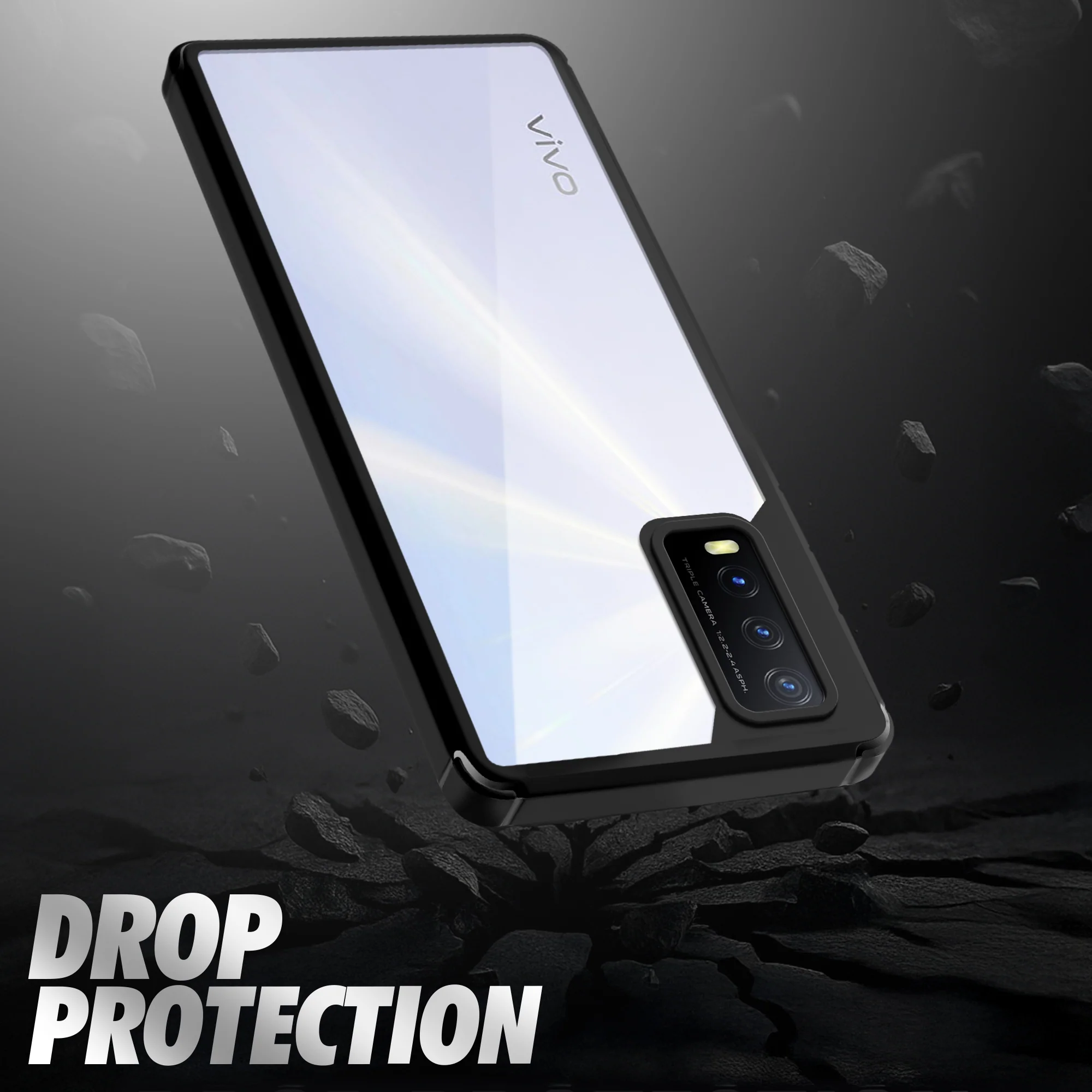 Silicone Frame Transparent Hard Back Cover for Vivo Y20 - Image 3