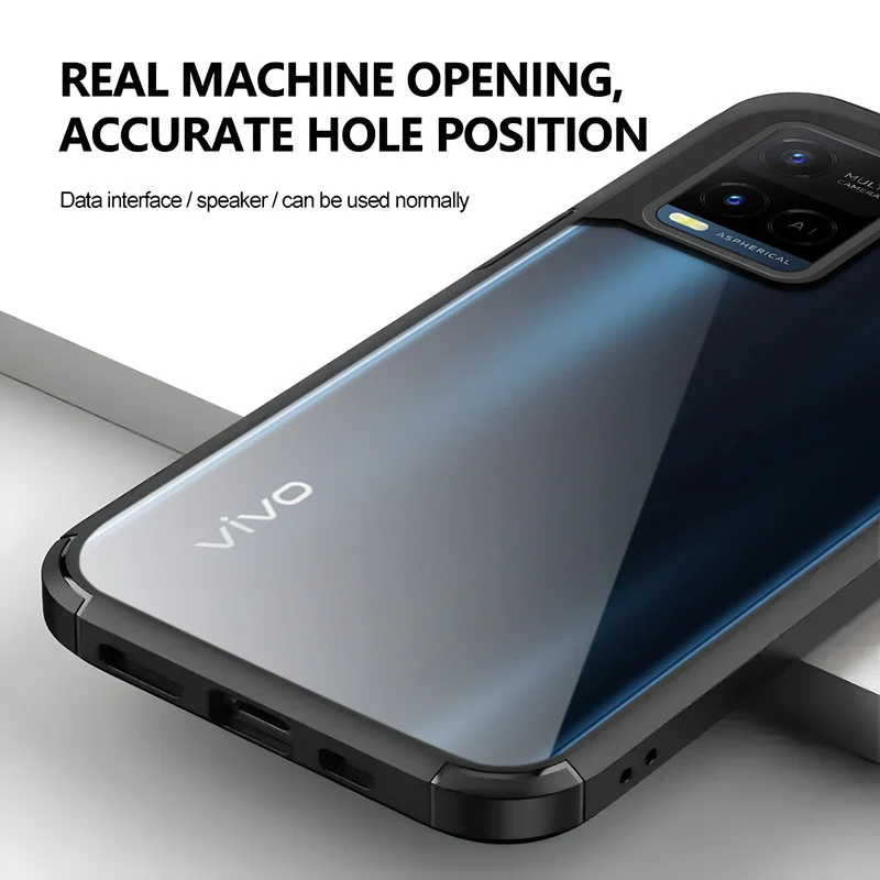 Silicone Frame Transparent Hard Back Cover for Vivo Y21 2021 - Image 5