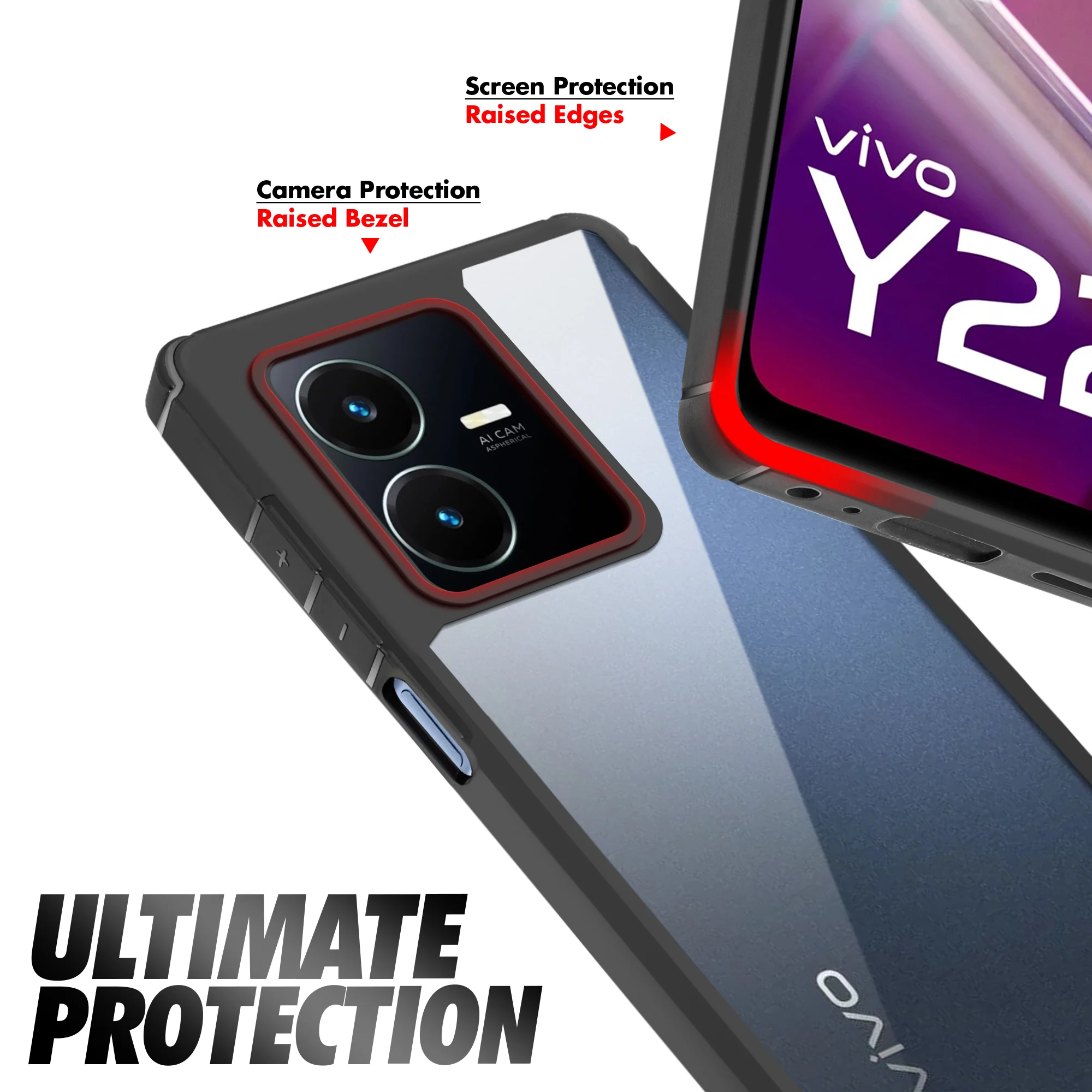 Silicone Frame Transparent Hard Back Cover for Vivo Y22 - Image 5