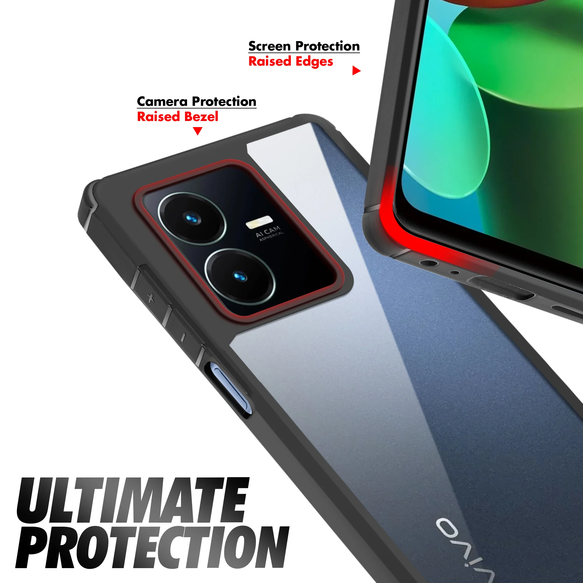 Silicone Frame Transparent Hard Back Cover for Vivo Y22s - Image 4