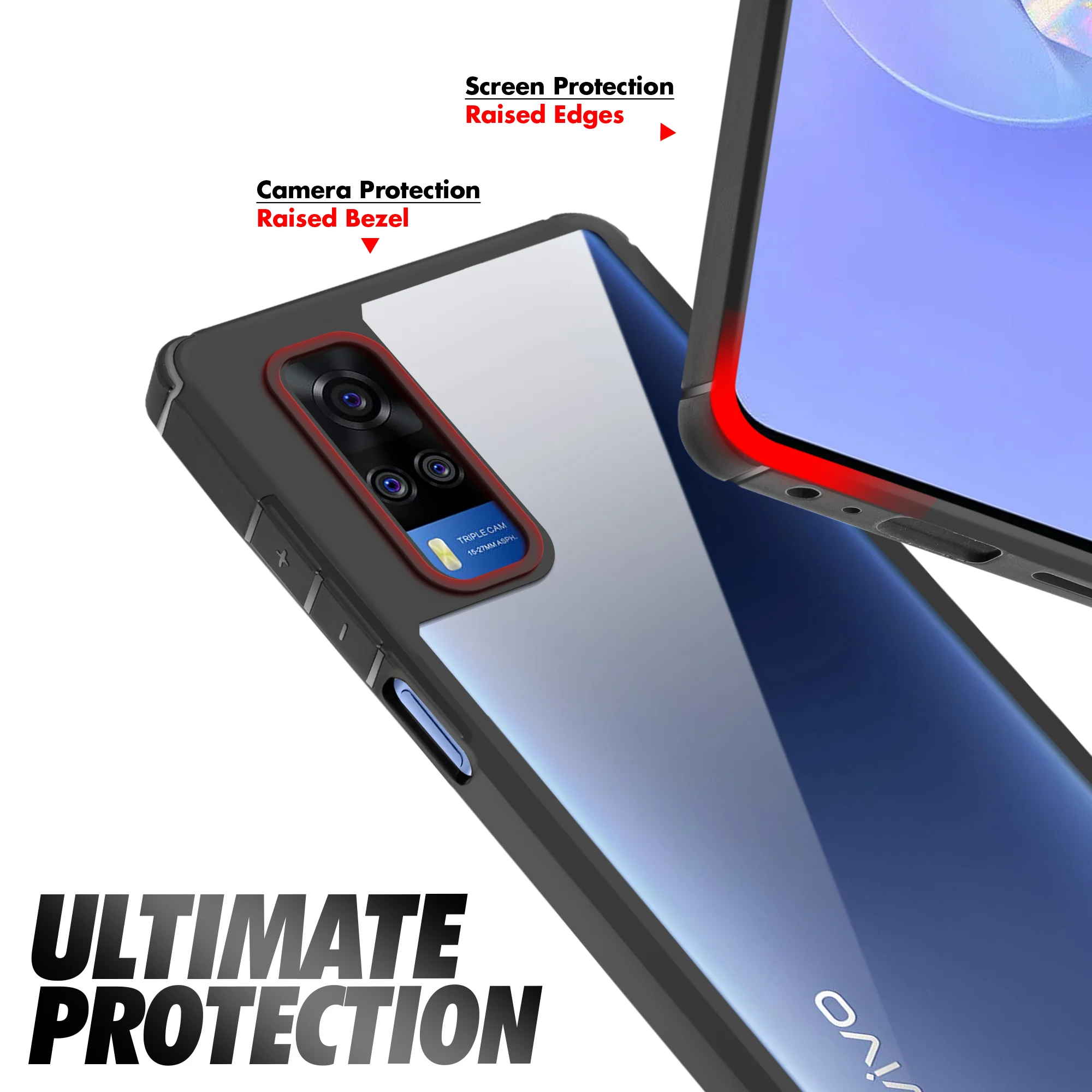 Silicone Frame Transparent Hard Back Cover for Vivo Y31 - Image 4