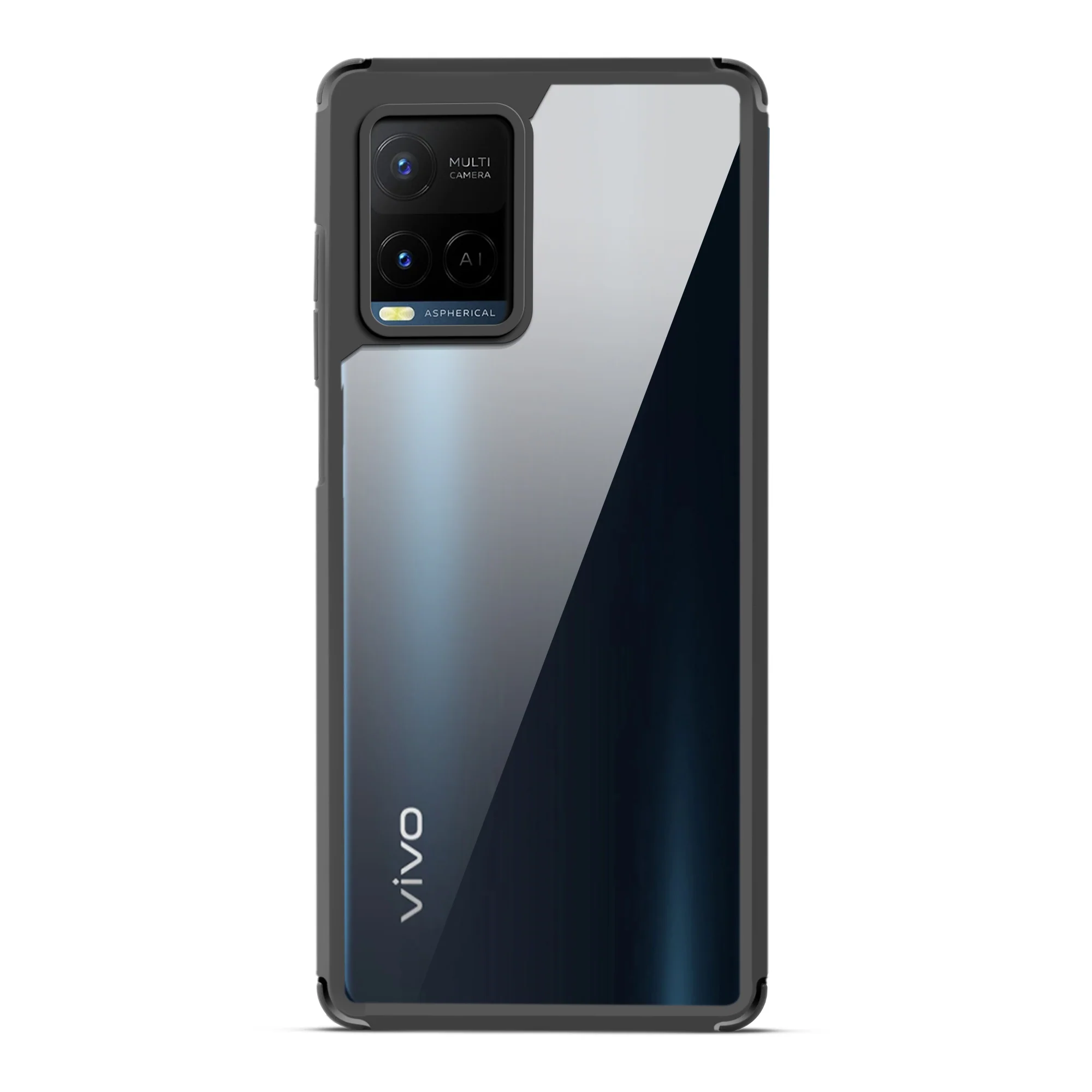 Silicone Frame Transparent Hard Back Cover for Vivo Y33S - Image 3