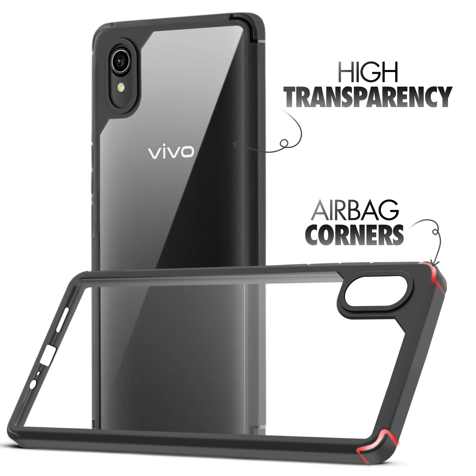 Silicone Frame Transparent Hard Back Cover for Vivo Y90 - Image 2