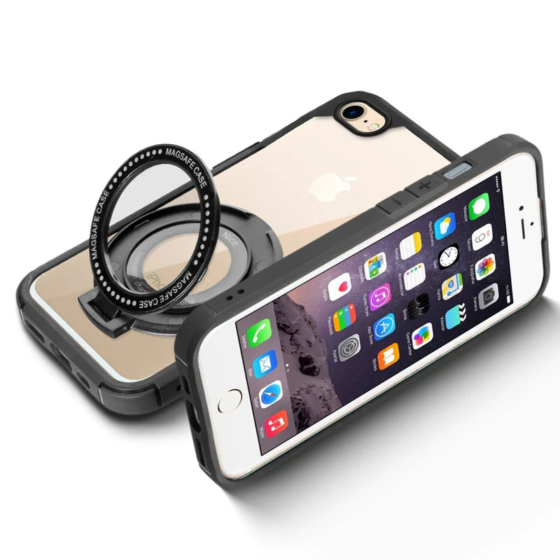 Silicone Grip Clear Case Ring Holder Kickstand For Apple iPhone 7 - Image 5