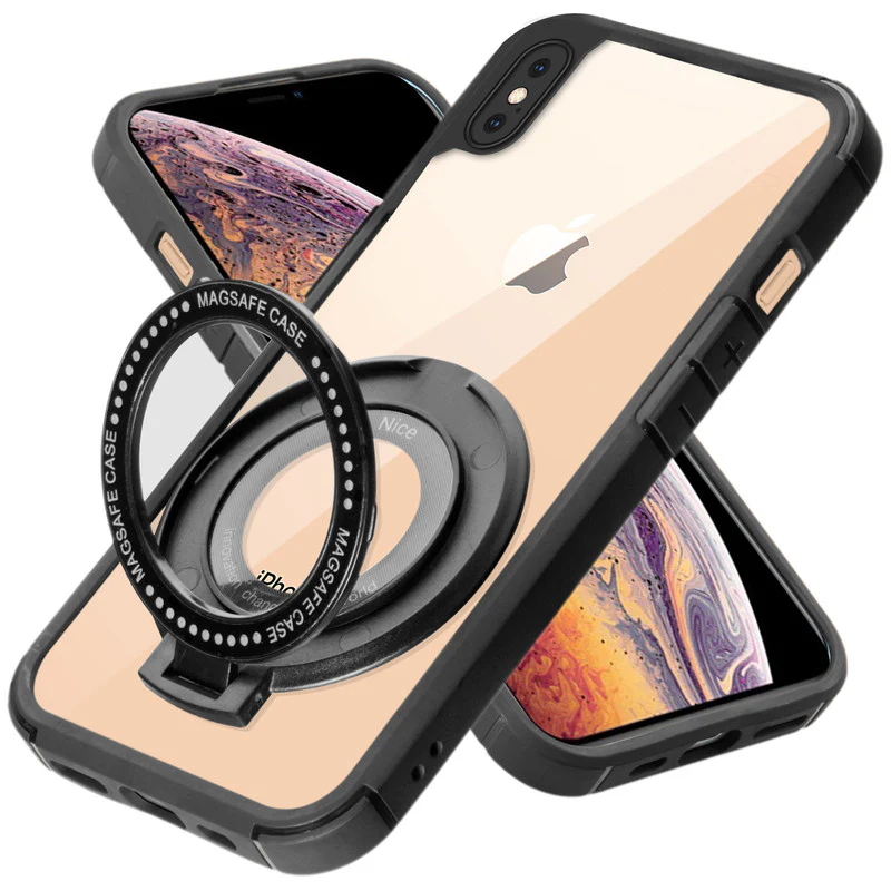 Silicone Grip Clear Case Ring Holder Kickstand For Apple iPhone XS Max