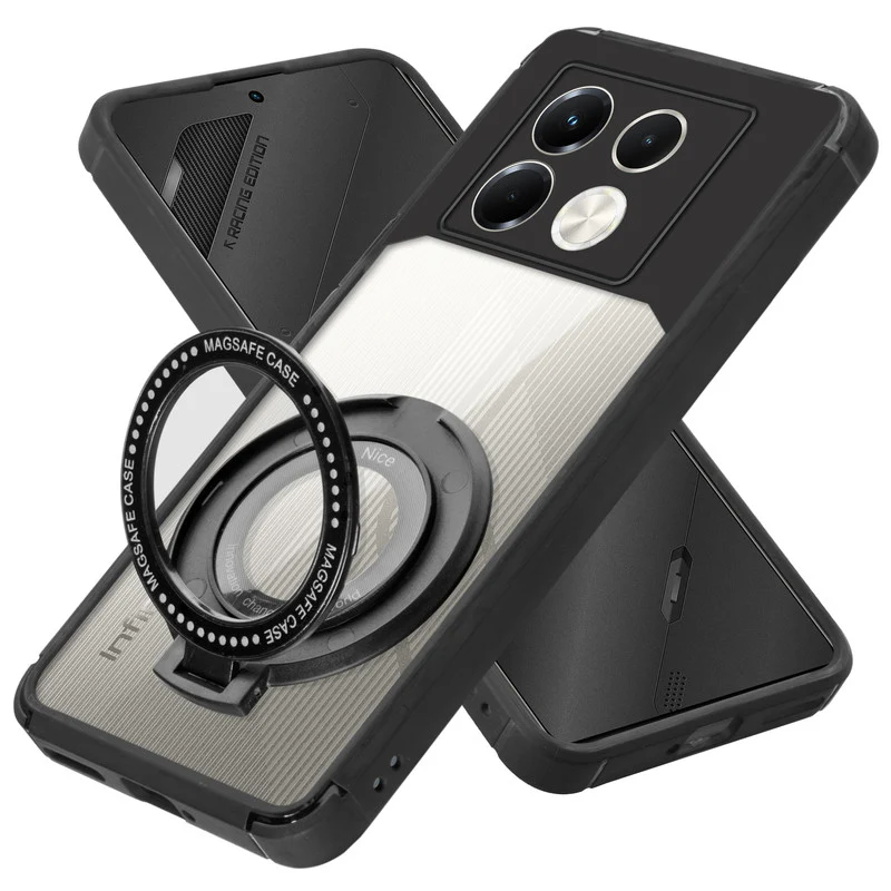 Silicone Grip Clear Case Ring Holder Kickstand For Infinix Note 40