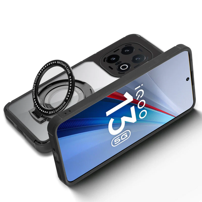 Silicone Grip Clear Case Ring Holder Kickstand For iQOO 13 5G - Image 6