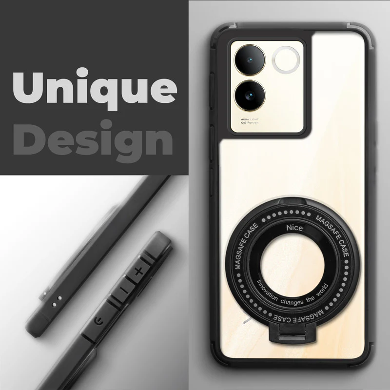 Silicone Grip Clear Case Ring Holder Kickstand For iQOO Z7 Pro 5G - Image 4