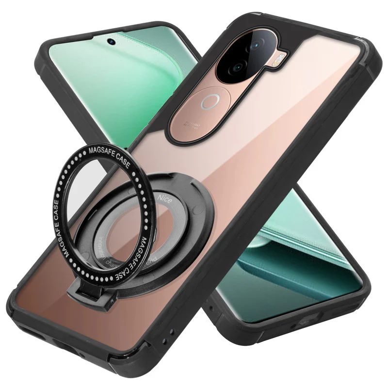 Silicone Grip Clear Case Ring Holder Kickstand For iQOO Z9s 5G