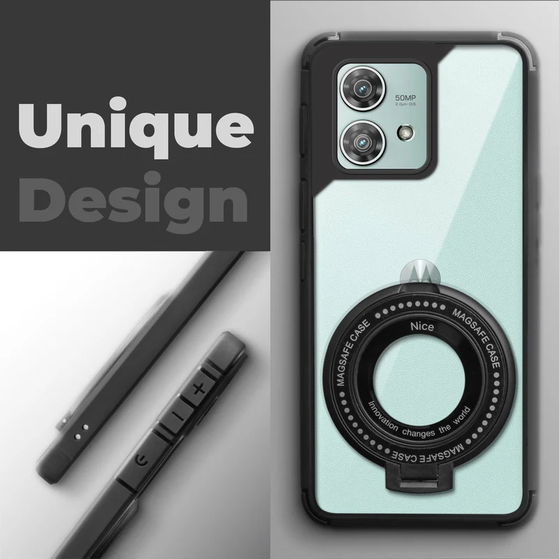 Silicone Grip Clear Case Ring Holder Kickstand For Motorola Edge 40 Neo 5G - Image 4
