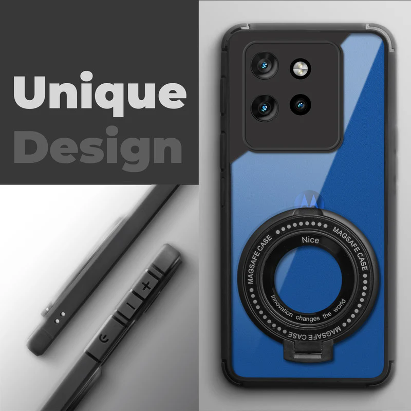 Silicone Grip Clear Case Ring Holder Kickstand For Motorola Moto Edge 50 Neo 5G - Image 4