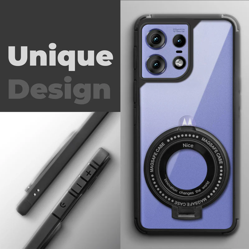 Silicone Grip Clear Case Ring Holder Kickstand For Motorola Edge 50 Pro 5G - Image 4