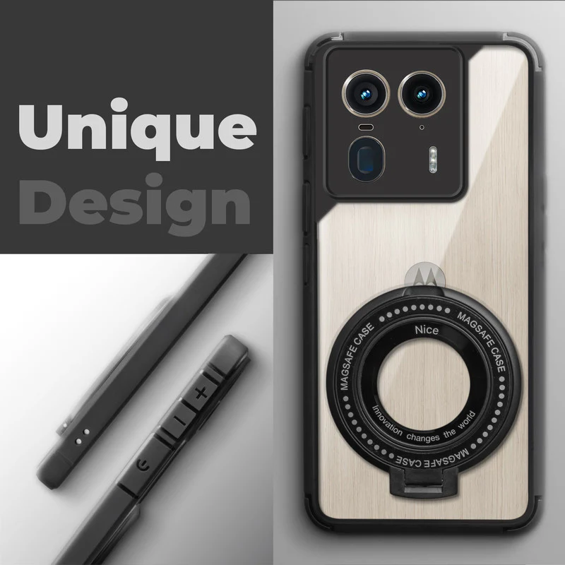 Silicone Grip Clear Case Ring Holder Kickstand For Motorola Moto Edge 50 Ultra 5G - Image 4