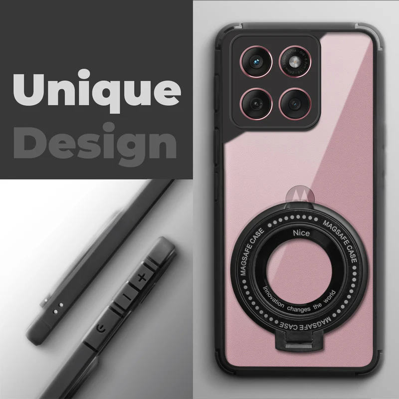 Silicone Grip Clear Case Ring Holder Kickstand For Motorola Moto Edge 60 Fusion 5G - Image 4