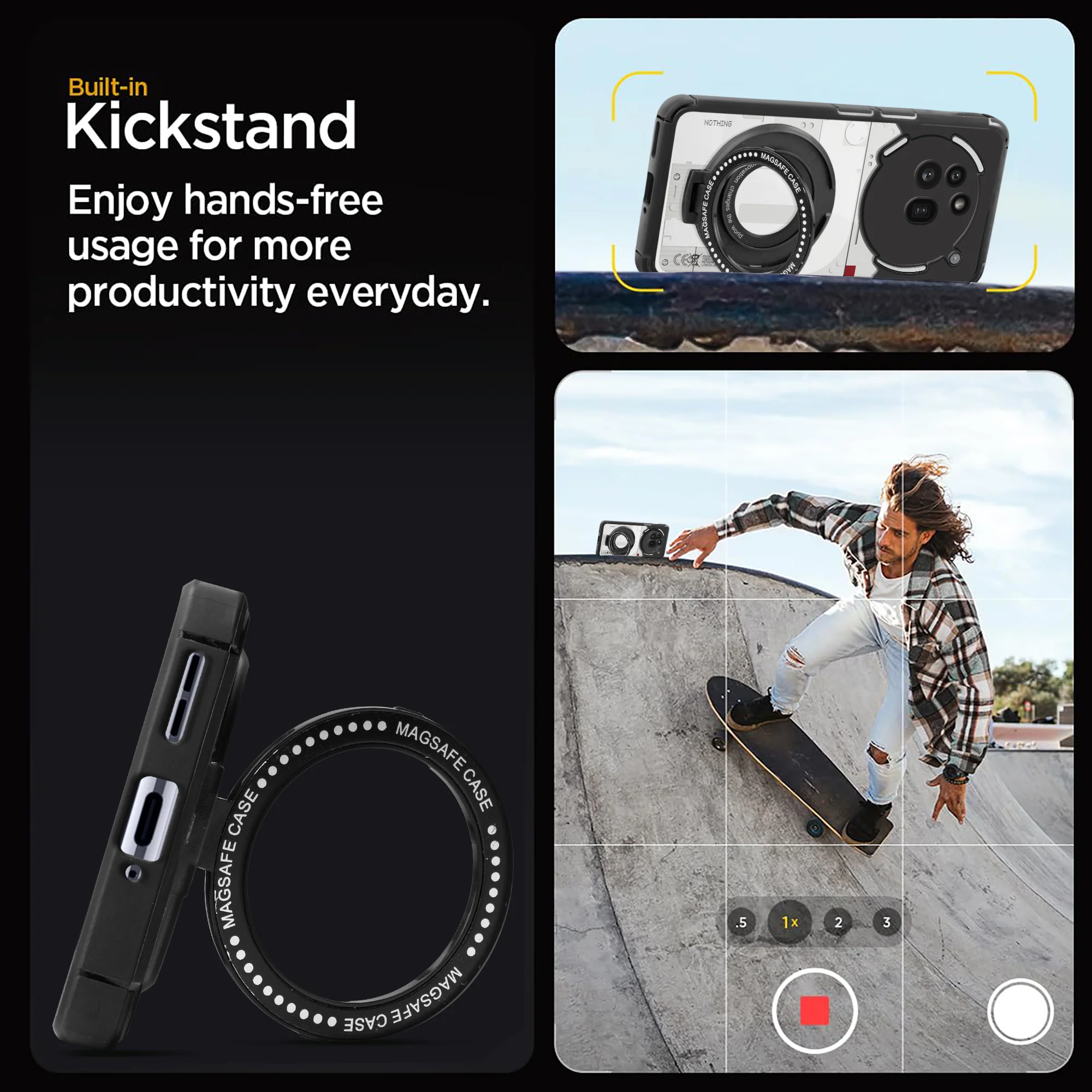 Silicone Grip Clear Case Ring Holder Kickstand For Nothing Phone 3A Pro 5G - Image 5