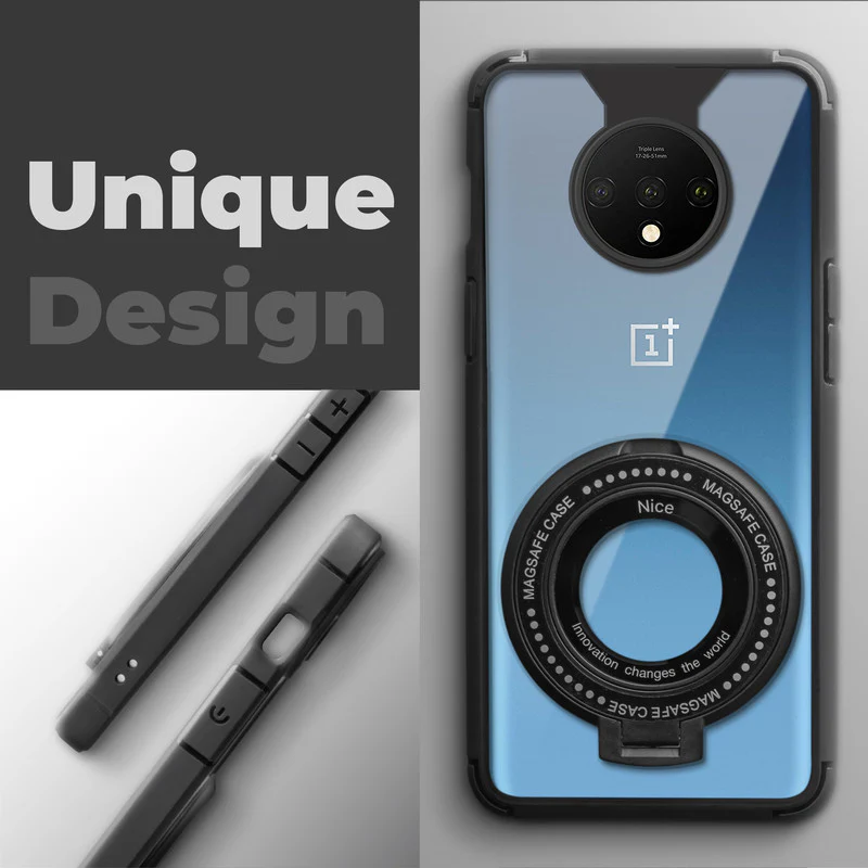 Silicone Grip Clear Case Ring Holder Kickstand For Oneplus 7T - Image 4